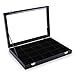 Amzdeal 20 Compartments Jewelry Display Case Ring Storage Case, Acrylic Top, Black