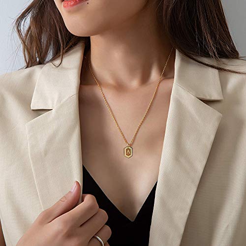 Gold Initial Necklaces Monogram Necklace , Square Tiny Initial Necklaces for Women Girls Gold Number Necklace for Men Boys-A