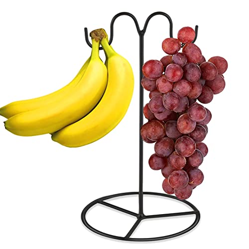 EGMEHOAD Banana Holder Stand, Banana Hanger Stand Black, Double Hooks