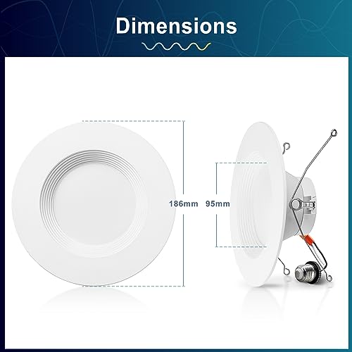 TRAMSMART 6 Inch 5CCT Recessed LED Ceiling Light 12 Pack,Baffle Trim,Dimmable,LED Recessed Downlight Damp Rated,2700K/3000K/4000K/5000K/6500K Selectable,12W Eqv 75W,1000LM Brightness