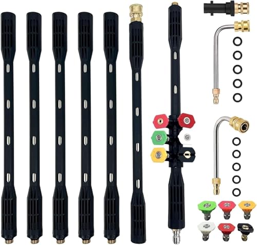 10 Pcs Pressure Washer Extension Wand with Karcher Adapter Compatible for Karcher K Series K2 K3 K4 K5 K6 K7, 4000PSI Gutter Cleaning Tools Extension Lance, 1/4 Inch Quick Connect, with 6 Nozzle Tips