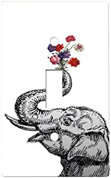 Elephant Flower Bouquet Decor Single Switch Plate Cover Metal