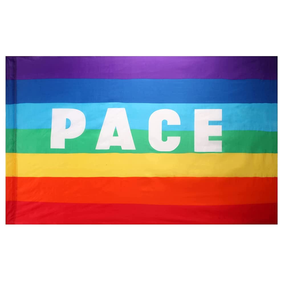 LATRAT Large Peace Flag Rainbow Peace Flag Peace Flag 90 x 150 cm Apply to Indoor and Outdoor / Street Activities