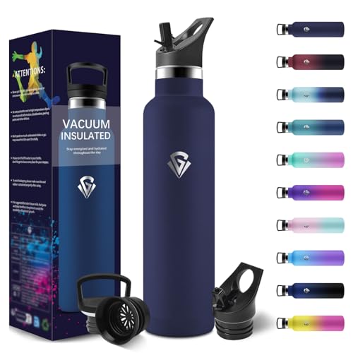 HoneyHolly 1 Litre BPA-Free Thermal Bottle Double-Walled Vacuum Insulated Water Bottle 18/8 Stainless Steel Water Bottle with Straw for Gym Sports Bike