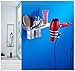 Yosoo Hair Dryer Holder Bathroom Storage Rack Aluminum Wall Mount Hair Dryer Hanging Rack Organizer with 2 Cups (C Sytle)