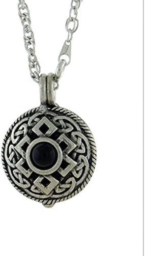 Celtic Knot with Black Cabochon Diffuser Pendant 24" Chain with Aroma Pads