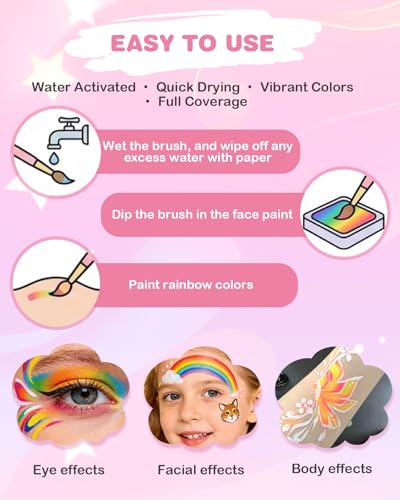 Lictin Pintura Facial y Corporal - 39 Colores, Pintura Corporal Segura e Hipoalergénica Lavable para Halloween, Cumpleaños, LGBTQ+, Pride, Mundial de Fútbol 2026 y Gran Regalo
