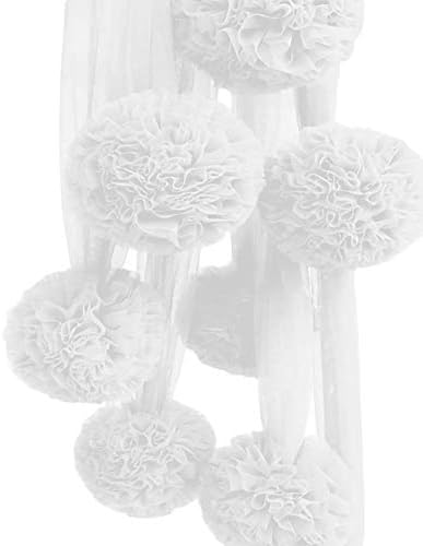 Gyswshh Lovely Chiffon Balls Home Bed Net Hanging Decoration Ornament Accessories Gift White