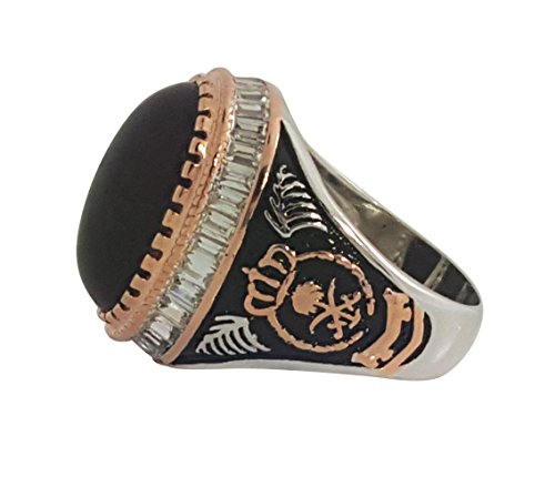 925 solid sterling silver ring with brown stone & c…