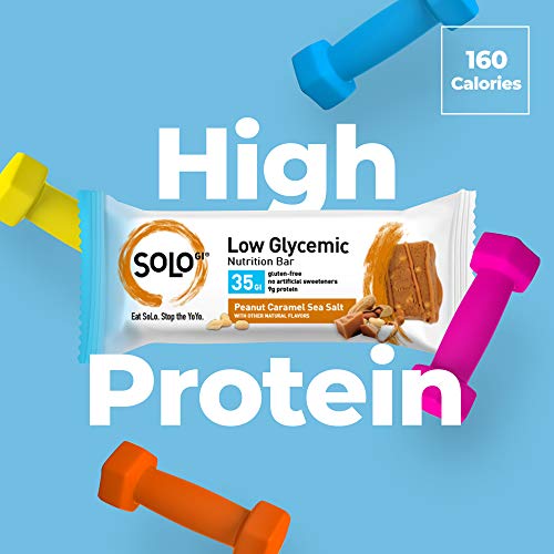 Peanut Caramel Sea Salt, Low Glycemic Protein Bars,Gluten Free,Slow