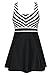 DANIFY Women's One Piece Sailor Striped Swimsuit Plus Size Swimwear Cover up Swimdress Black IT56/US20