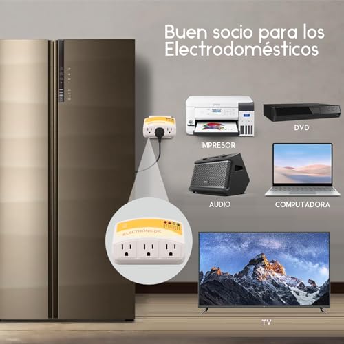 1 pcs Protector de voltaje de 3 tomas,1440W, 120V,12A,Protege contra sobretensiones de alto y bajo voltaje,Supresor de picos para Refrigerador,Congelador, Lavadora,TV,Microondas, Aire acondicionado
