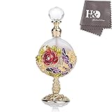 YUFENG Clear Vintage Rose Perfume Bottle Jeweled Crystal Empty Refillable Wedding Decor Bottle