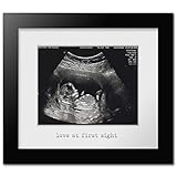 Premium Wood Sonogram Sized Photo Frame Nursery Decor Expecting New Parent Baby Shower Keepsake (Black Silver)