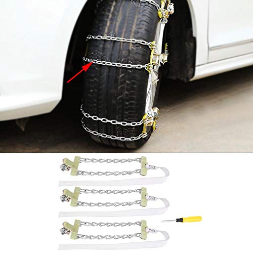 Anti Skid Tire Chain, 3pcs 165-195mm Car Tire Anti-skid Steel Chain Snow Mud Car Security Tyre Belt for Car Truck SUV (165-195mm)