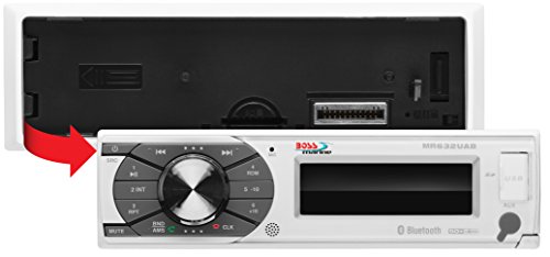 Boss Audio Systems MR632UAB Marine Receiver – Weatherproof, Bluetooth Audio and Hands-Free Calling, USB, MP3, AM/FM, Aux-in, No CD Player, RGB Multi-Color Illumination, Detachable Front Panel, white