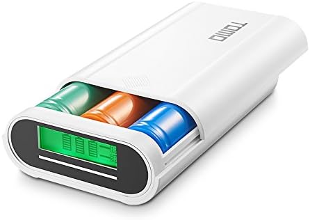 Authentic TOMO T3 3-IN-1 Portable Dual USB Ports DIY Power Bank Box with Digital LCD Display, 18650 Battery Charger for iPhone, iPad, Samsung Galaxy, Tablet & More (White)