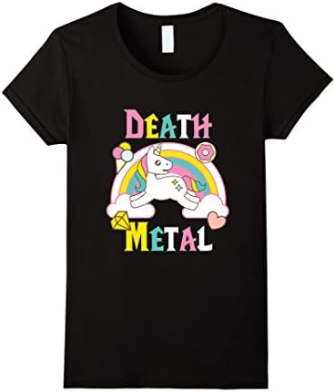 Women's Death Metal Unicorn Rainbow TShirt Sarcastic Music Graphic XL Black
