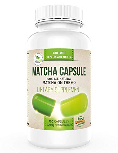 Organic Matcha Capsules - Powerful Antioxidant Energy Booster that Aids Focus - 150 Easy-to-swallow Vegan Green Tea Pills - High in EGCG - 100% Organic Matcha - Not from Extract Organic Matcha Capsules - Powerful Antioxidant Energy Booster that Aids Focus - 150 Easy-to-swallow Vegan Green Tea Pills - High in EGCG - 100% Organic Matcha - Not from Extract
