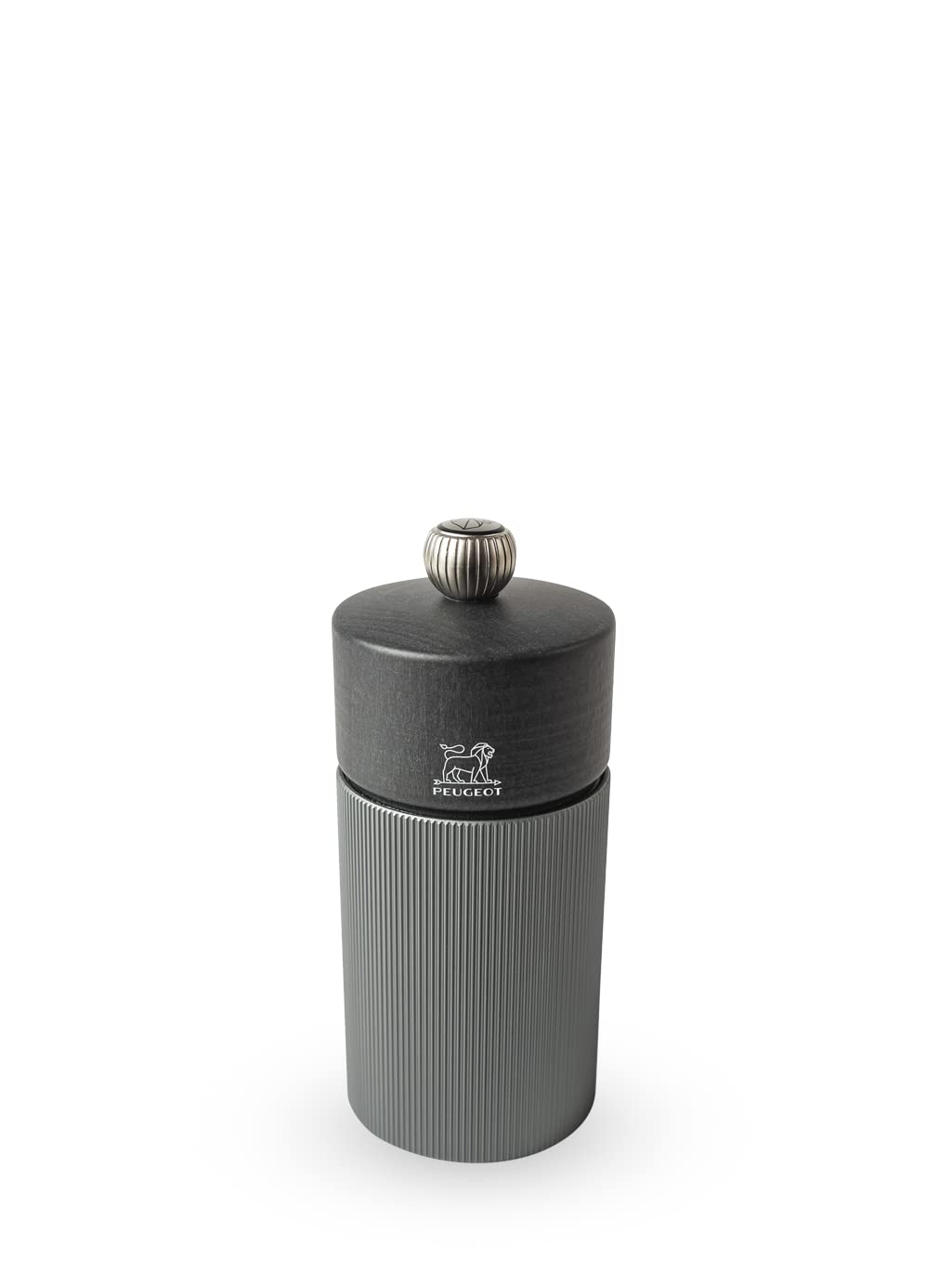 Peugeot - Pepper Mill Line 12 cm - Classic Grinding Adjustment - Aluminium and Wood with PEFC Seal - French Know-How - Carbon Colour