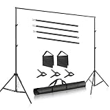 Neewer Photo Studio 10ft/3m Wide Cross Bar 6.6ft/2m Tall Adjustable Background Stand Backdrop Support System with 3 Backdrop Clamps, 2 Sandbags and Carry Bag for Portrait Product Video Photography