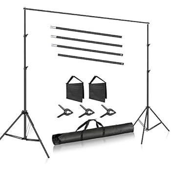 Neewer Photo Studio 10ft/3m Wide Cross Bar 6.6ft/2m Tall Adjustable Background Stand Backdrop Support System with 3 Backdrop Clamps, 2 Sandbags and Carry Bag for Portrait Product Video Photography