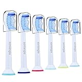 6 Pack Sonicare Toothbrush Heads | Replacement Toothbrush Heads for Philips Sonicare ProResults DiamondClean EasyClean FlexCare HealthyWhite By Soniangia HX6016 Wave Blue