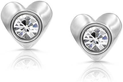 316L Surgical Steel Heart Stud Earrings for Girls, Teens, Pre-Teens, Adults Hypoallergenic, safety screw backs