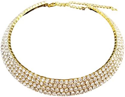 Wholesale Imports Rhinestone Adjustable Choker (4Row Clear Gold)
