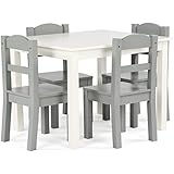 Tot Tutors TC534 Springfield Collection Kids Wood Table & 4 Chair Set, White/Grey