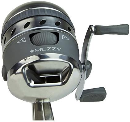Muzzy Spin Style Bowfishing Reel with Integrated Reel Mount, Grey by Muzzy