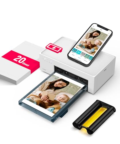 Liene Amber M200 Fotodrucker Smartphone mit Wiederaufladbarer Akku, WiFi, 10x15cm 20 Fotopapiers und 1 Patrone, 300DPI Farbsublimation Sofortbilddruck