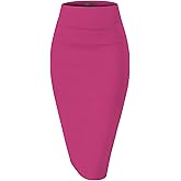 Hybrid & Company Women's Premium Nylon Ponte Stretch High Waist Pencil Suit Skirt Below Knee