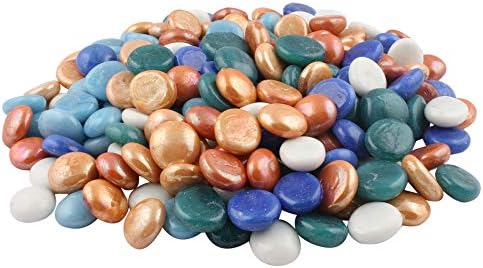 Amazing Stones Opaque Half Round Aquarium Glass Pebbles for Garden and Living Room Decor (Multicolour) - 1 kg