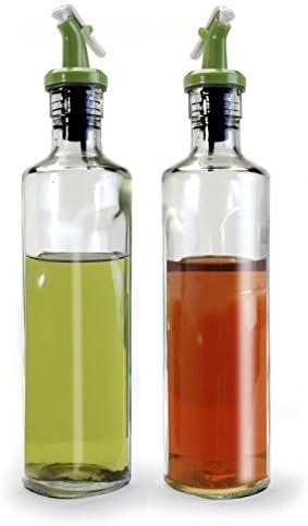 Retro Glass Oil & Vinegar Bottles Cruet Set with Pourers by Danesco