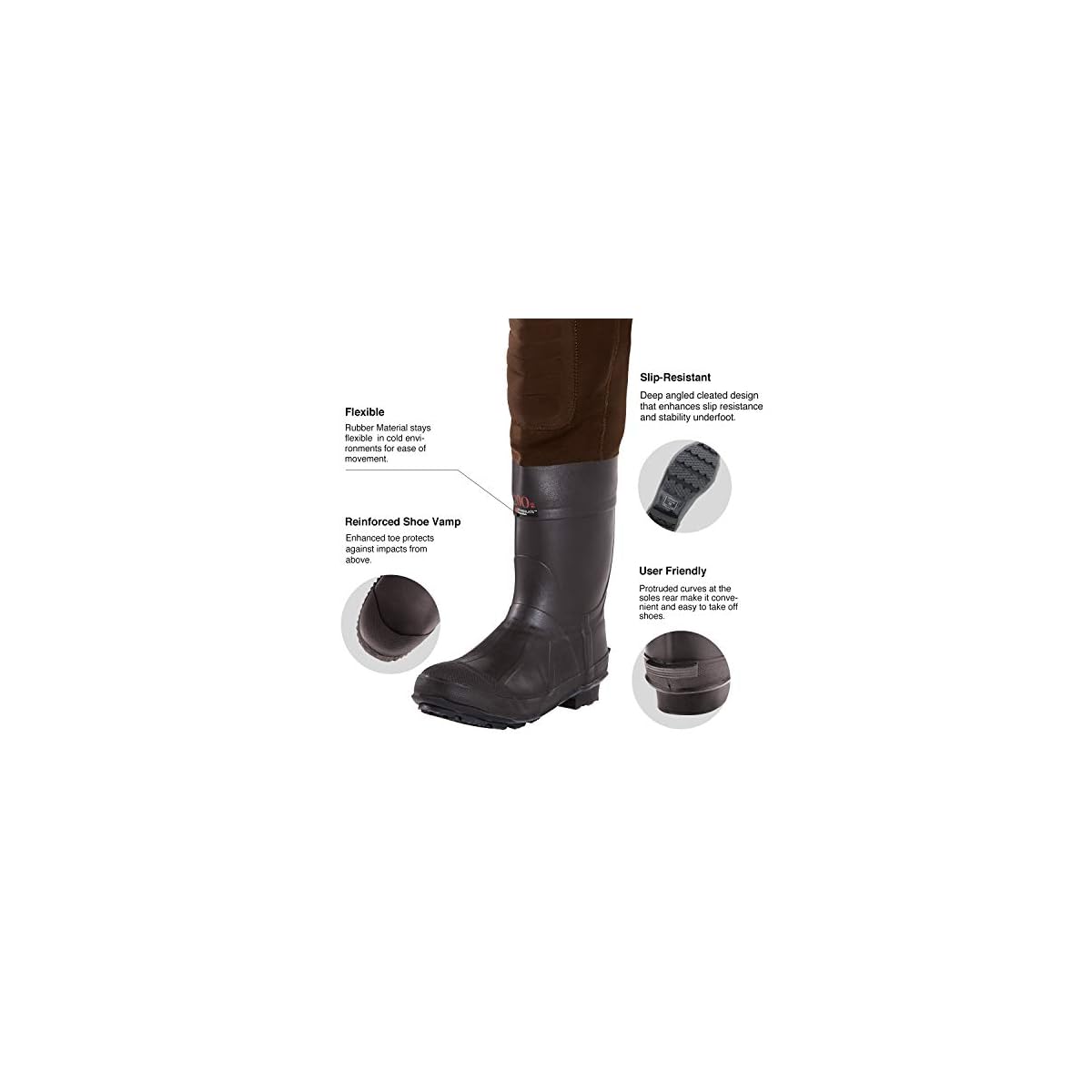 TIDEWE Neoprene Waders, Cleated Bootfoot Men Chest Waders, Waterproof