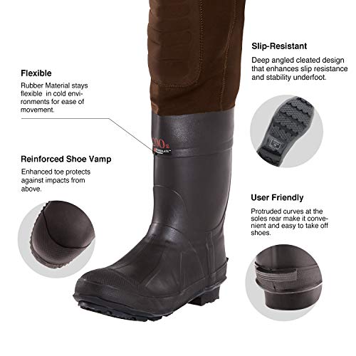 TIDEWE Neoprene Waders, Cleated Bootfoot Men Chest Waders, Waterproof
