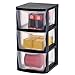 Muscle Rack PDT3 3 Drawer Tower, Black Frame with Clear Drawers