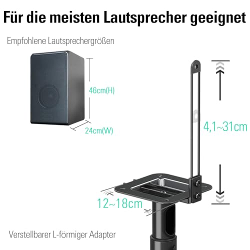 Mounting Dream Lautsprecherständer höhenverstellbar für Satelliten bis zu 5KG, 2er-Set Bodenständer thumbnail 3