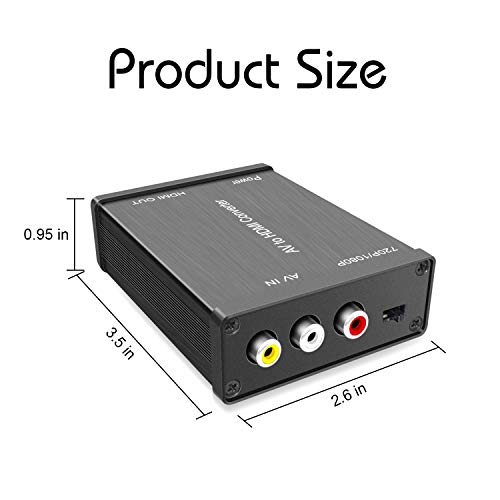 RCA to HDMI Converter, AV Composite to HDMI Adapter for Nintendo 64, WII, WII U, SEGA Video Games, PS2/PS3, Xbox, VHS, VCR, Blue-Ray, DVD Players, Projector - Thumbnail 4