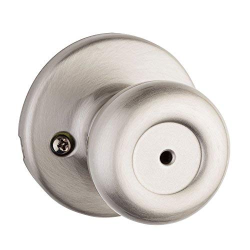 Photo 1 of Kwikset Tylo Interior Privacy Door Knob with Lock, Door Handle For Bathroom and Bedroom, Satin Nickel Keyless Turn Lock Doorknob, with Microban Protection
