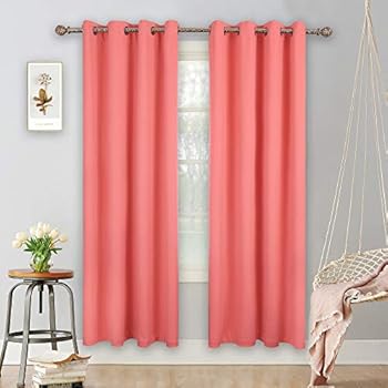 Amazon Com Donren Coral Blackout Curtains Rod Pocket Curtain