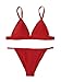 SweatyRocks Women's Sexy Bathing Suits Solid Thong Adjustable Strap Triangle Bikini Set Red M