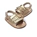 LIVEBOX Infant Baby Girls Moccasins Tassels Premium Soft Rubber Sole Anti-Slip Summer Prewalker Toddler Sandals (L: 12~18 Months, Champagne)
