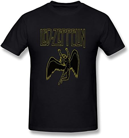 LianJian Men's Led-Zeppelin Swan Song Vintage Rock Concert Graphic T-Shirt Medium Black