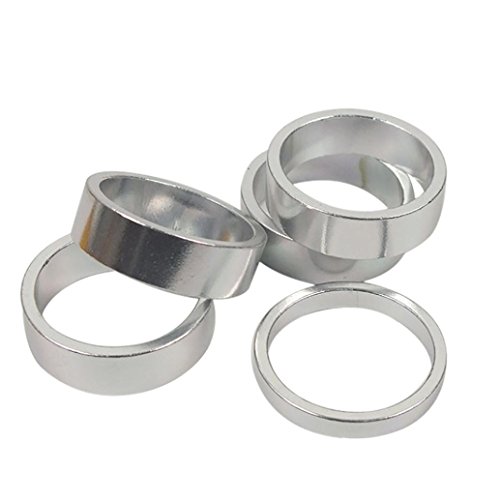 Bike Accessories,Dartphew Bicycle Head Tube Washer Mountain Bike Lightweight Durable Headset Stem Spacer,for 28.6mm Bicycle Front Fork Rod for Outdoor Travel Cycling (Aluminum Alloy) (Silver) - Thumbnail 2