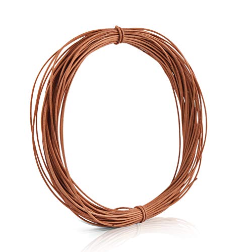 SOSMAR 15M X 1MM Cowhide Round Leather Cords Rope String for Bracelet Necklace Jewelry Making Lanyards DIY Crafts, Natural Brown