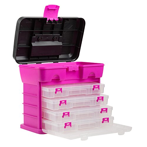 The Original Pink Box Portable Organizer, 4 Compartment, Bonus Lid Storage, Pink Buy Online in