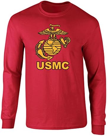 US Marines USMC Eagle Graphic Long Sleeve Officially Licensed T Shirt Red Extra Large