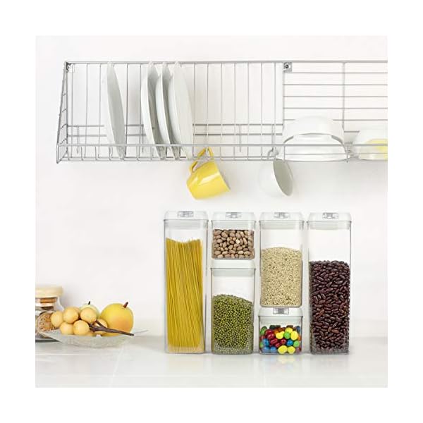6-Airtight-Food-Storage-Containers-Set-Labels-Marker-Kitchen-and-Pantry-Storage-Ideal-for-Cereal-Spaghetti-Flour-Pasta-Clear-Food-Containers-with-lids Joejis Food Storage Containers with Lids Chalk Label and Pen - Stackable Airtight Tubs for Easy Cupboard Kitchen…